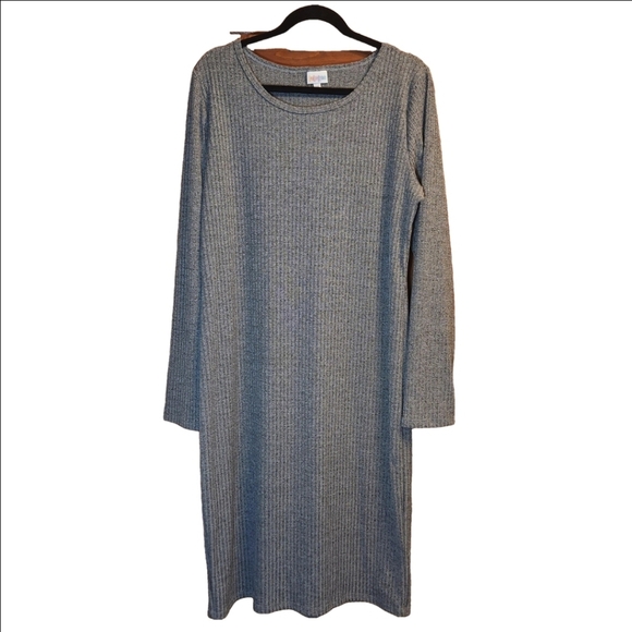 LuLaRoe Dresses & Skirts - LulaRoe Debbie Sheath Gray Long Sleeve Knit Dress NWT 2XL